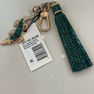Brahmin Green Croc Charm Tassel Keychain